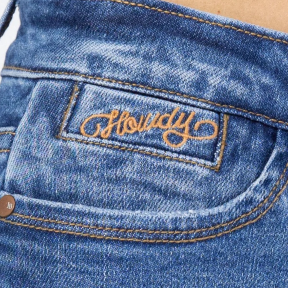 Judy Blue Howdy Embroidered Distressed High Rise Boyfriend Jeans Size 11/30 - Picture 4 of 11
